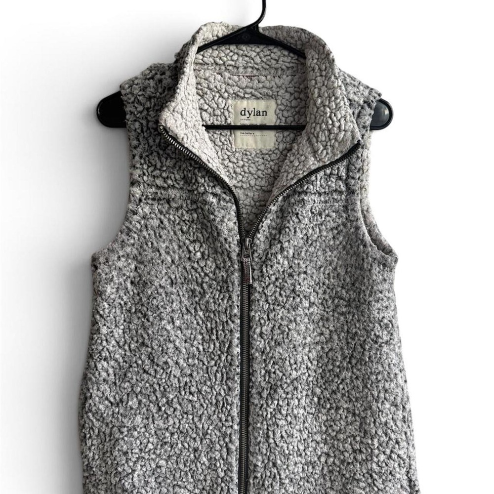 Dylan By True Grit Sherpa Fleece Vest Charcoal Grey White Marbled Women Small